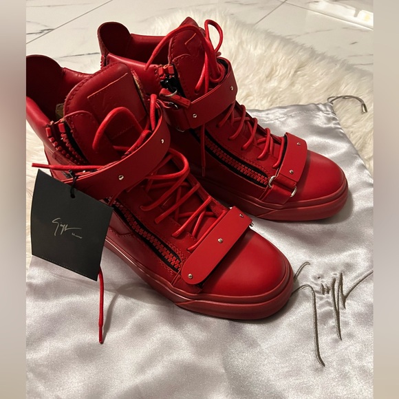 Giuseppe Zanotti red high top sneaker men’s sz 40 - Picture 4 of 8